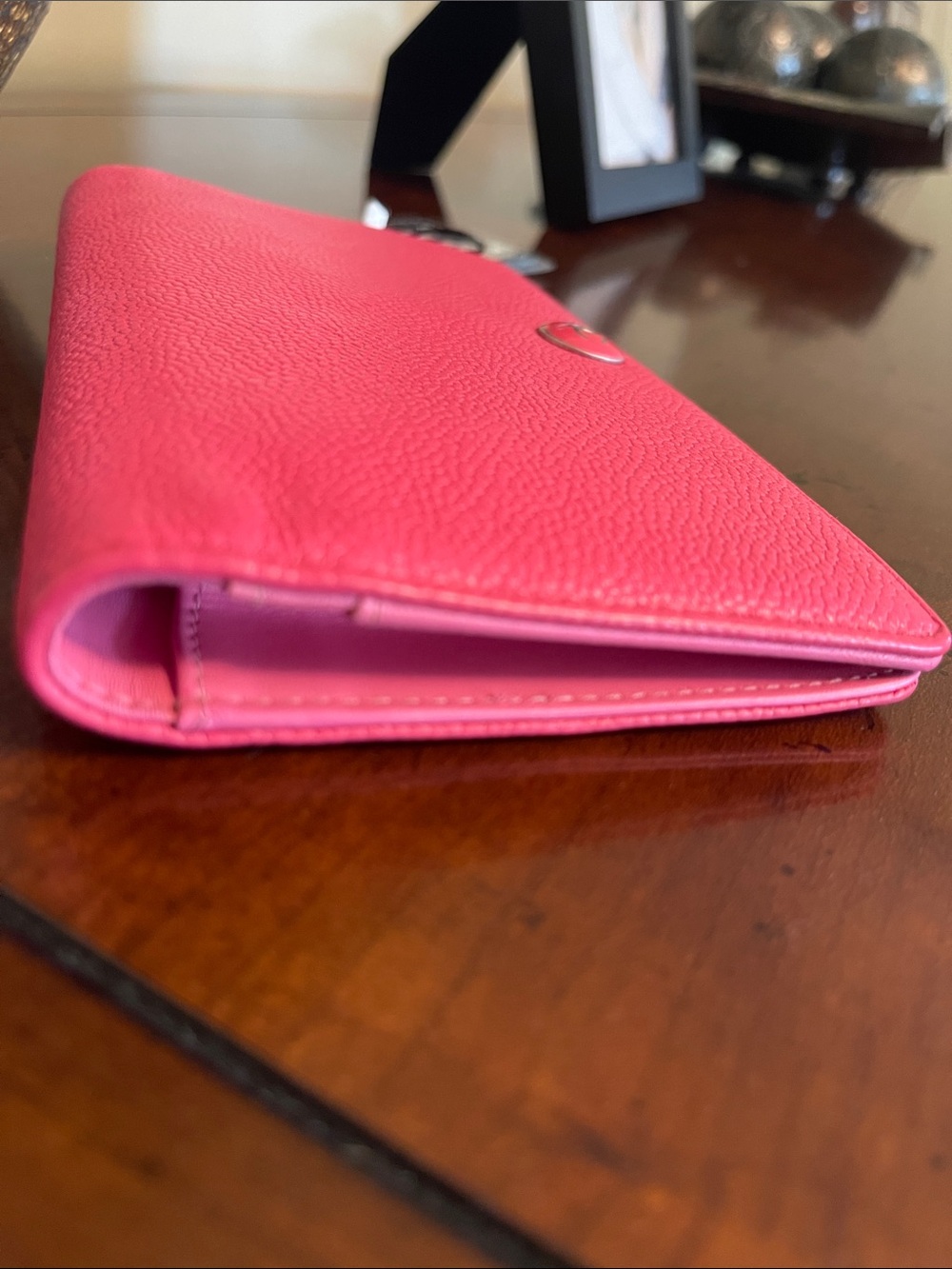 EUC CHANEL COCO BUTTON (CC) LONG BIFOLD WALLET GRAINED CALFSKIN PINK LEATHER - Picture 5 of 17